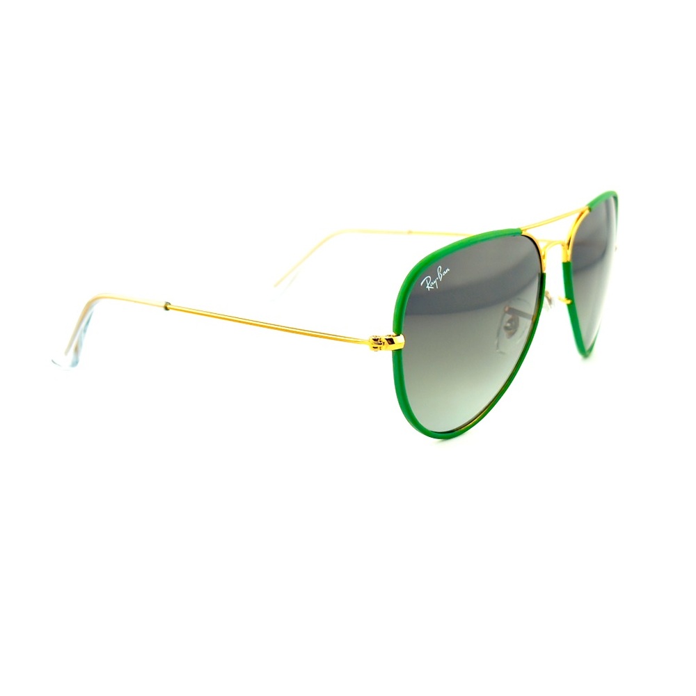 Ray-Ban Aviator Full Color Sunglasses RB3025JM Gold Green Frame Gradient Lenses - Picture 9 of 16